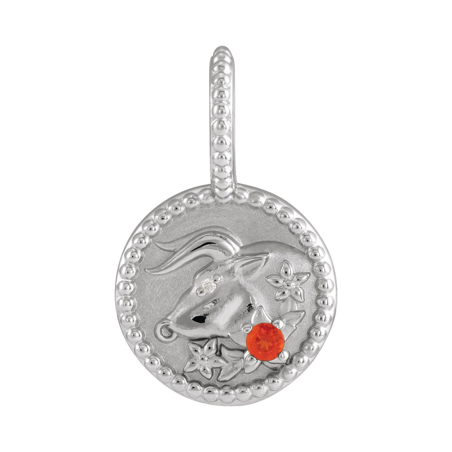 Gold and Diamond Zodiac Charm Taurus White Gold