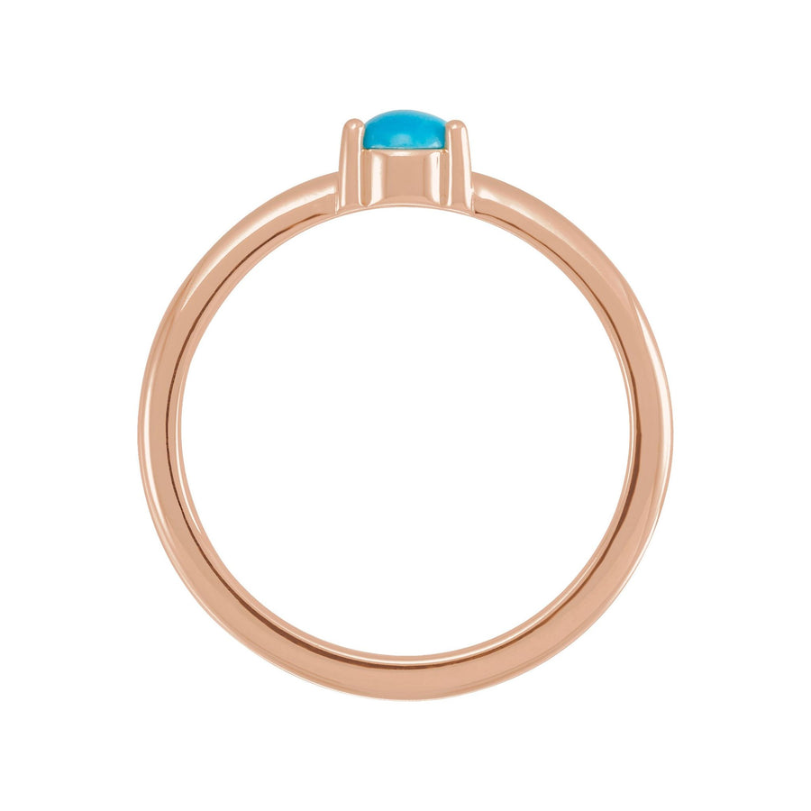 Round Turquoise 3 Prong Solitare Ring Rose Gold