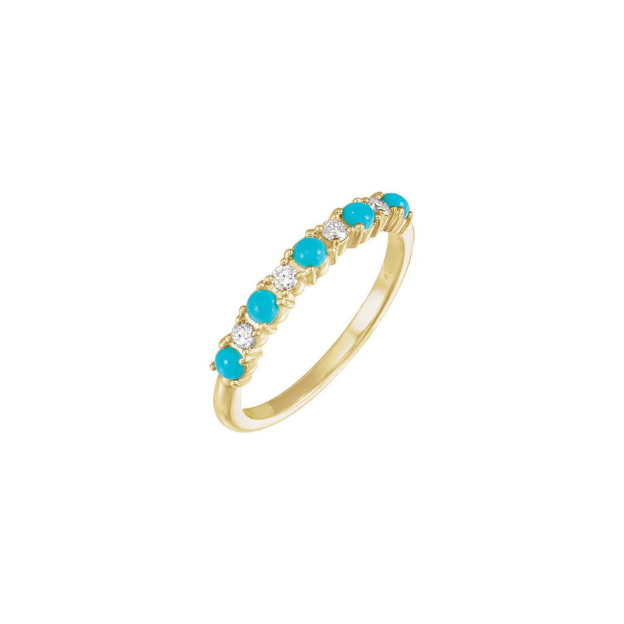 Gold Turquoise & Diamond Stackable Ring Yellow Gold