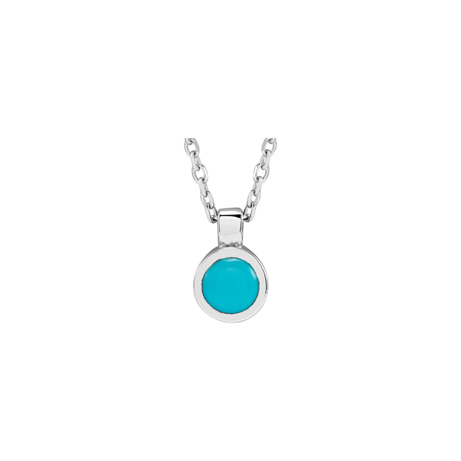 Turquoise Bezel-Set Necklace White Gold