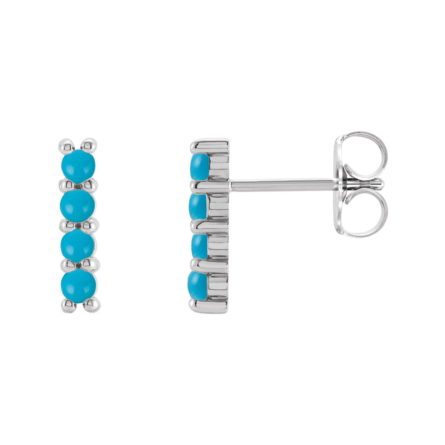 Gold Turquoise Bar Earrings White Gold