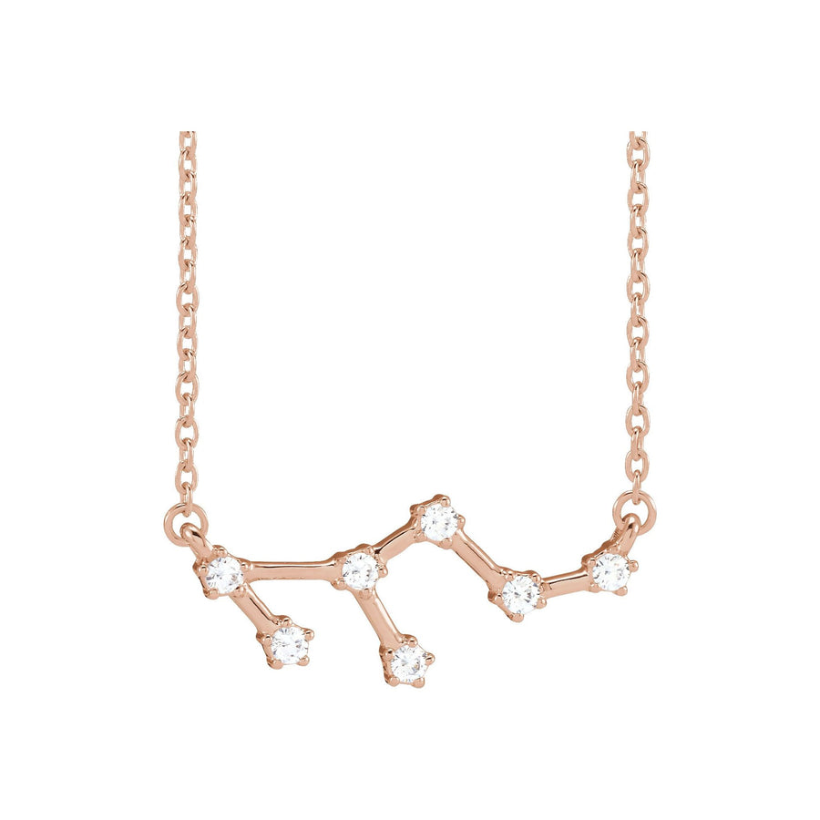 Diamond Zodiac Constellation Necklace Rose Gold: Leo 