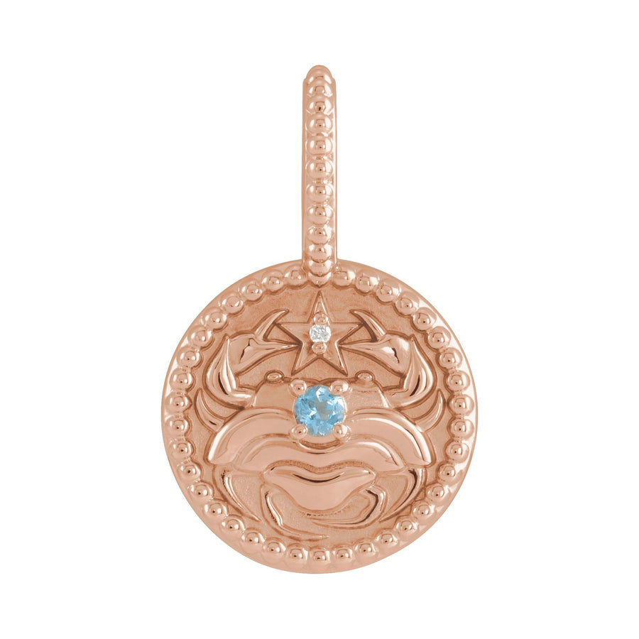 Gold and Diamond Zodiac Charm Cancer Rose Gold