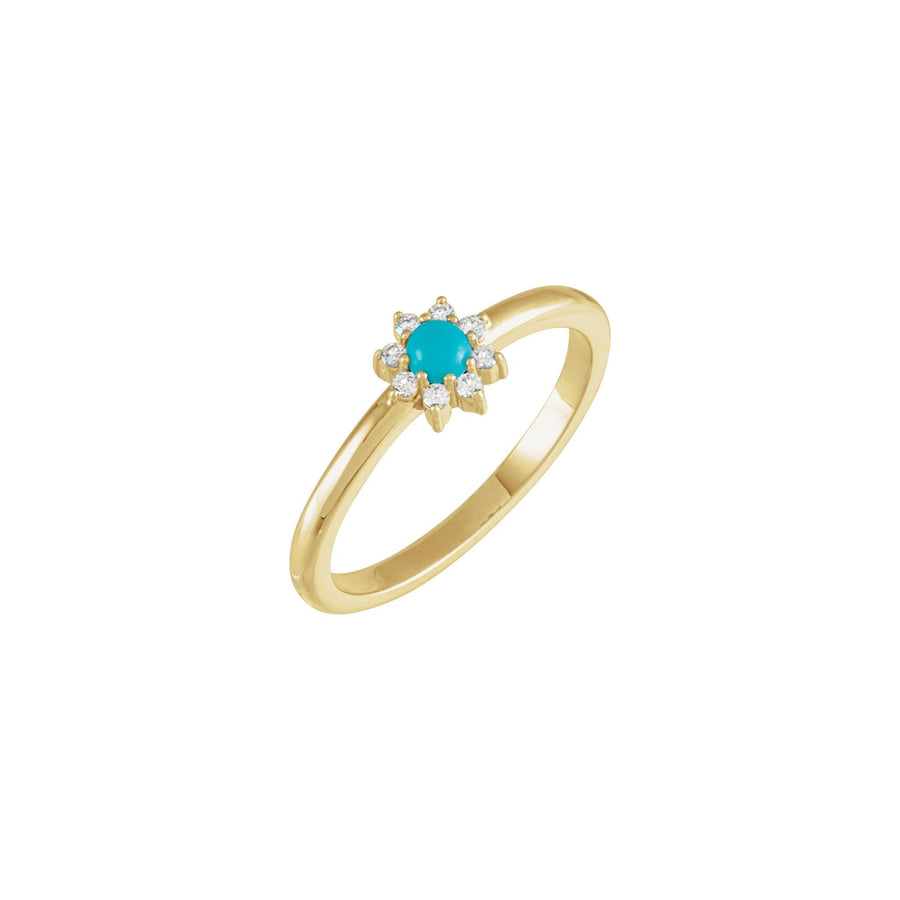 Turquoise & Diamond Halo-Style Ring Yellow Gold