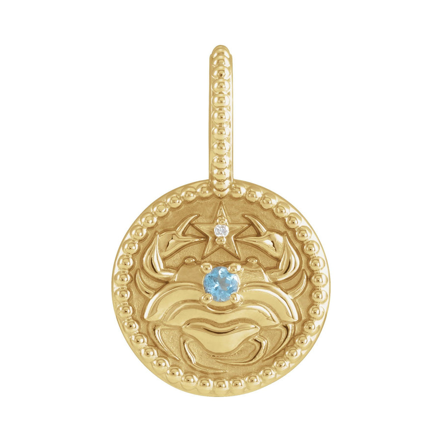 Gold and Diamond Zodiac Charm Cancer Yellow Gold