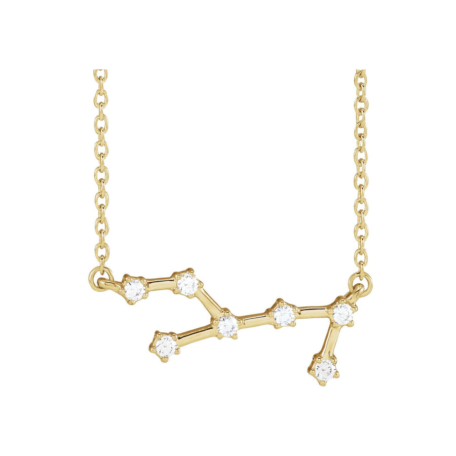 Diamond Zodiac Constellation Necklace Yellow Gold: Virgo