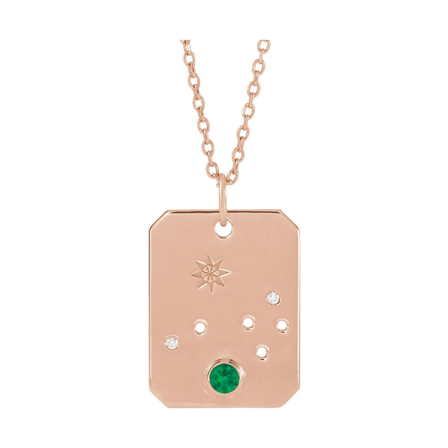 Zodiac and Constellation Diamond Dog Tag Necklace Rose Gold: Aries