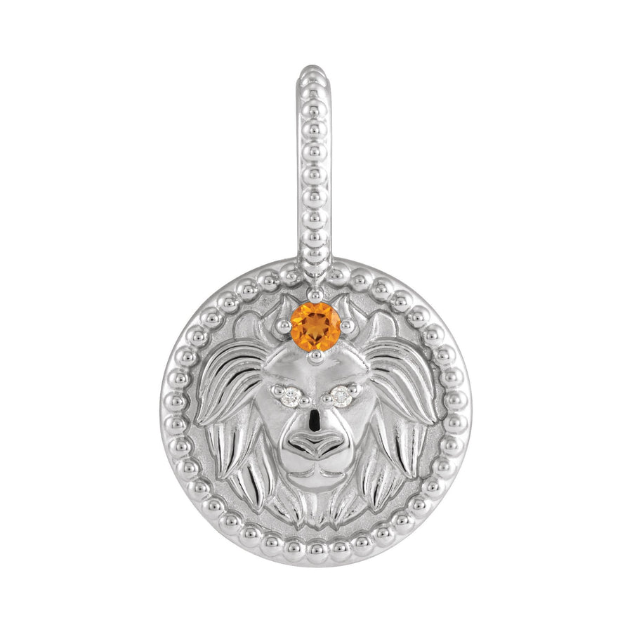 Gold and Diamond Zodiac Charm Leo White Gold