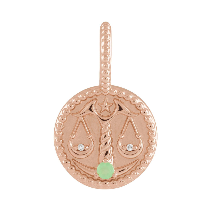 Gold and Diamond Zodiac Charm Libra Rose Gold