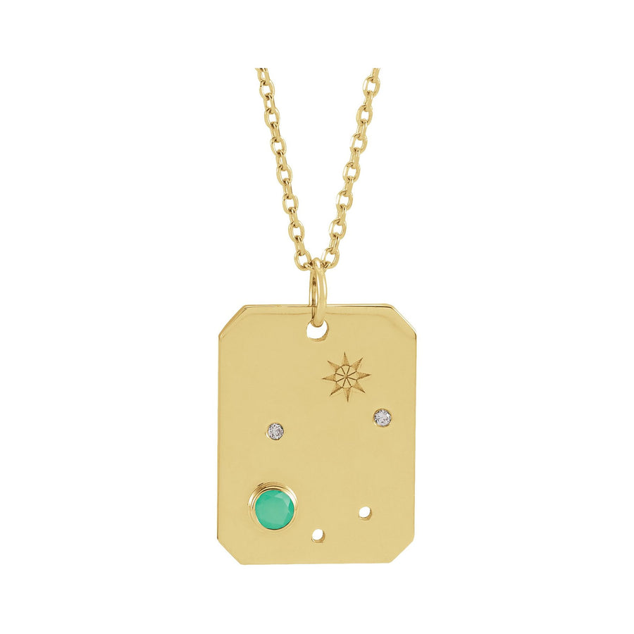 Zodiac and Constellation Diamond Dog Tag Necklace Yellow Gold: Libra