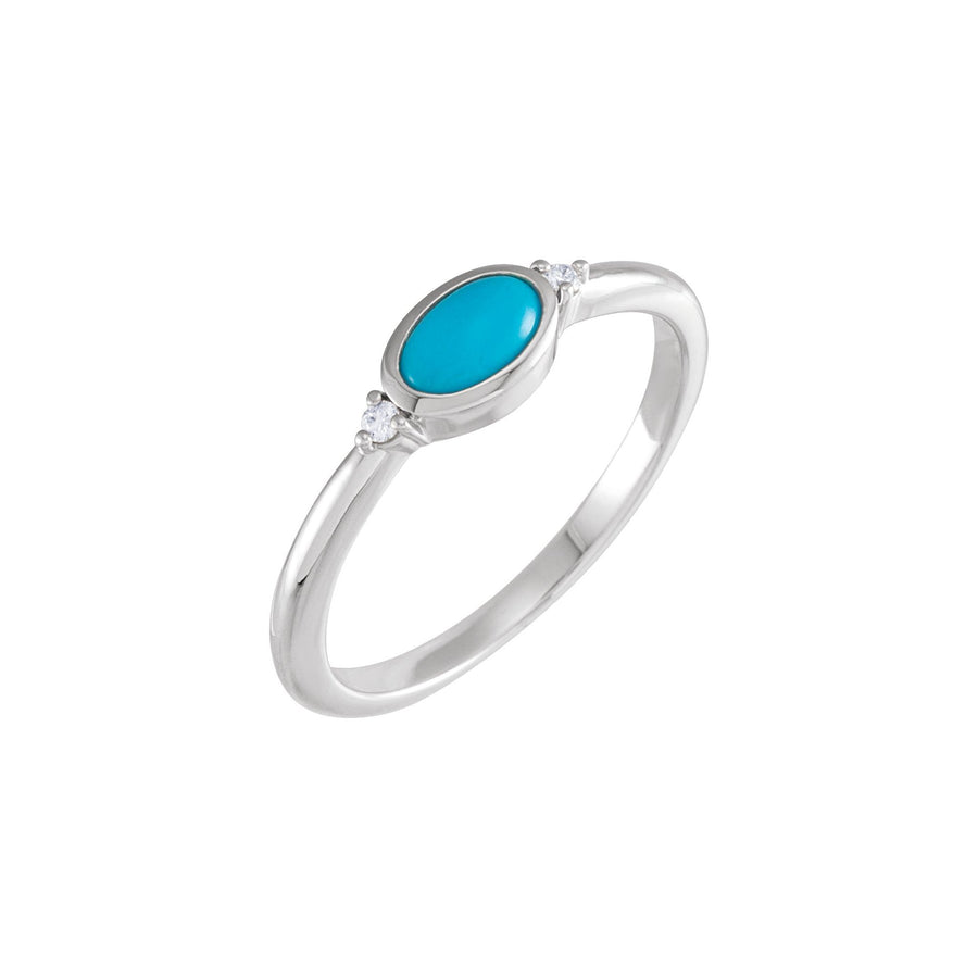 Oval Turquoise & Diamond Ring White Gold