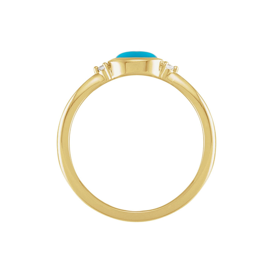 Oval Turquoise & Diamond Ring Yellow Gold