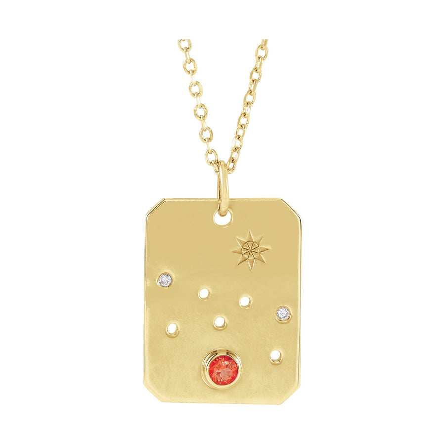 Zodiac and Constellation Diamond Dog Tag Necklace Yellow Gold: Taurus 