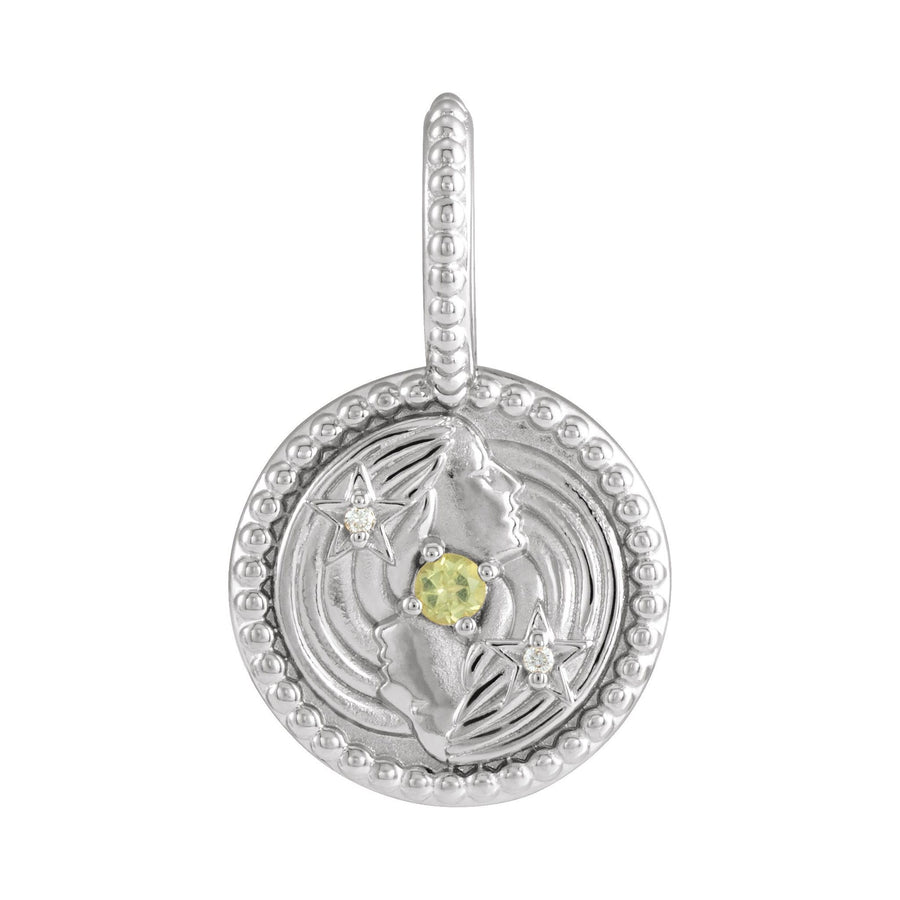 Gold and Diamond Zodiac Charm Gemini White Gold