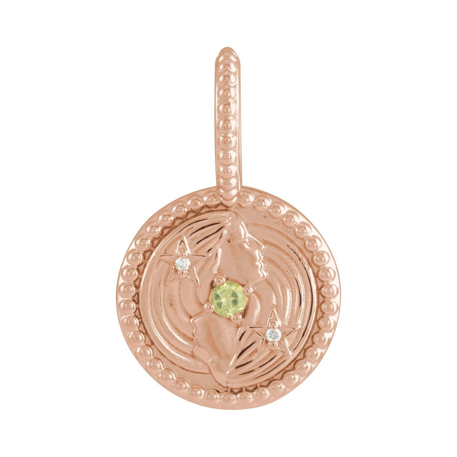 Gold and Diamond Zodiac Charm Gemini Rose Gold