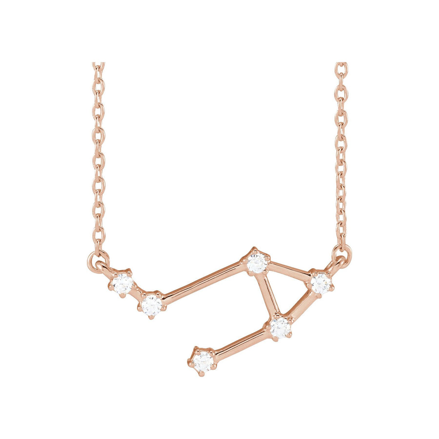 Diamond Zodiac Constellation Necklace Rose Gold: Libra 