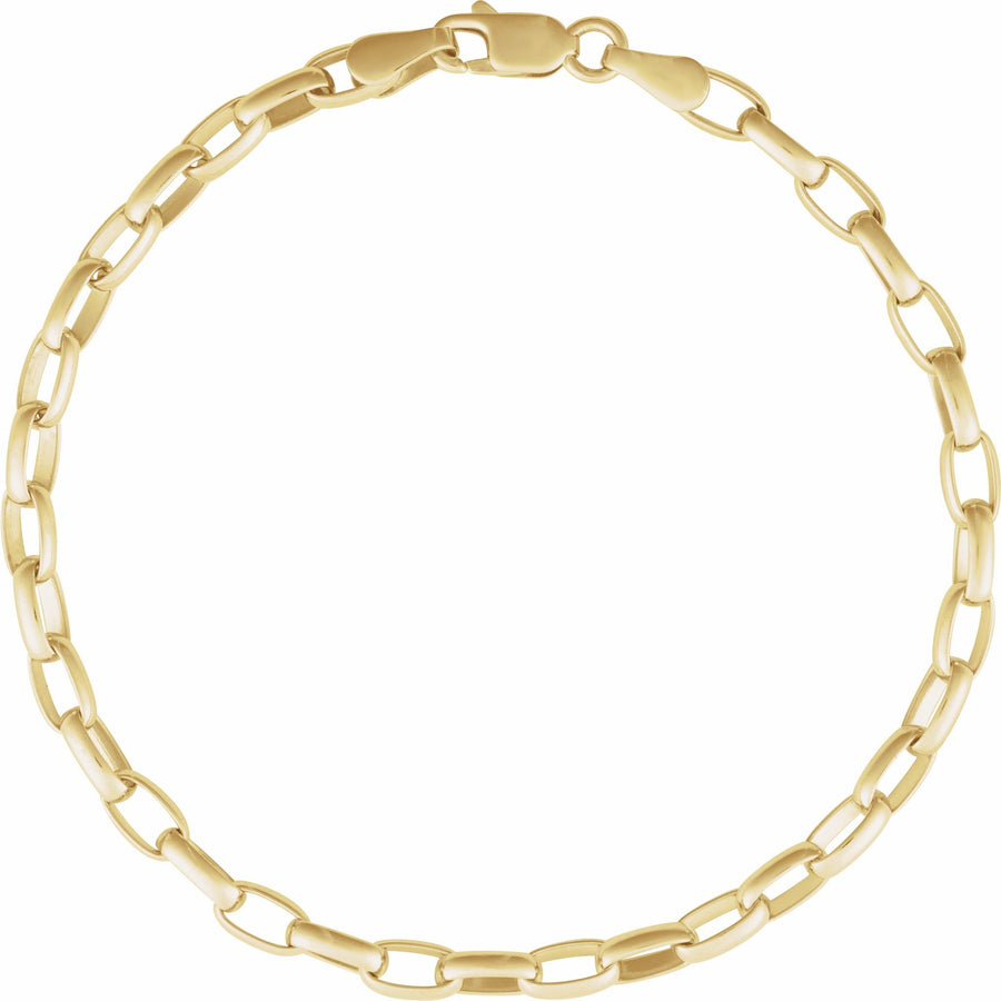 Gold Puffed Oval Cable Chain Bracelet