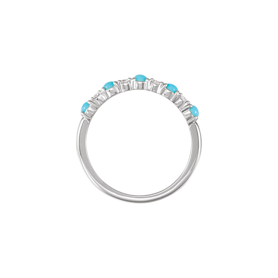 Gold Turquoise & Diamond Stackable Ring White Gold