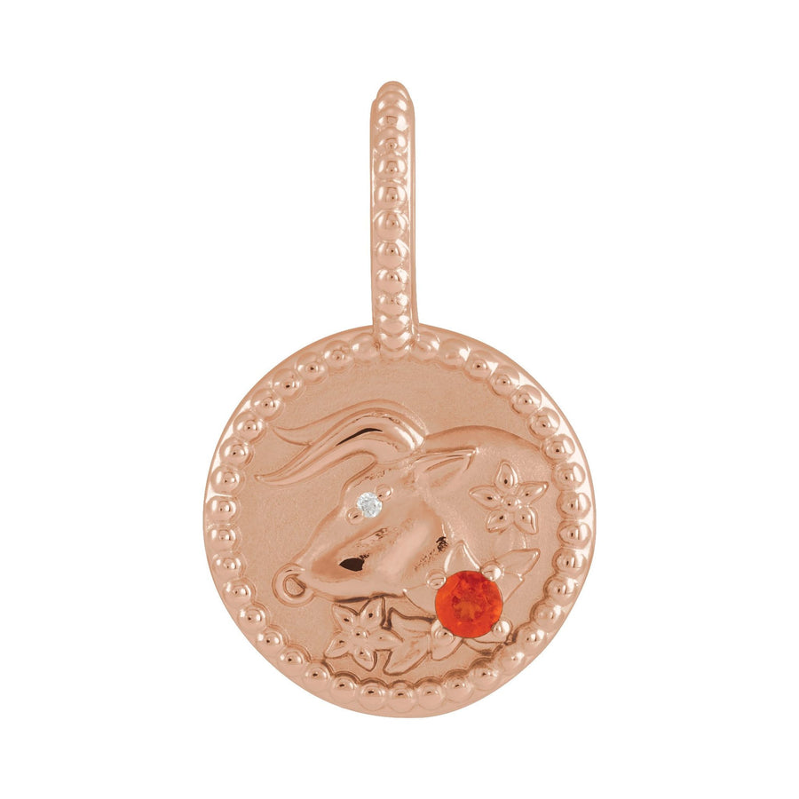 Gold and Diamond Zodiac Charm Taurus Rose Gold