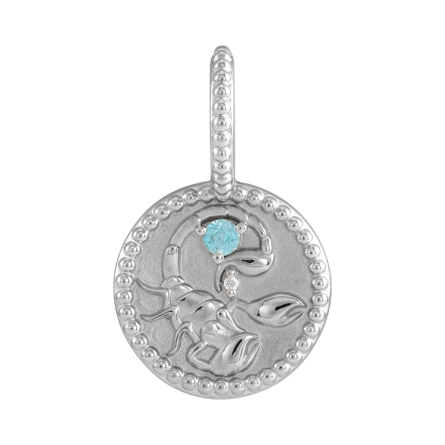 Gold and Diamond Zodiac Charm Scorpio White Gold