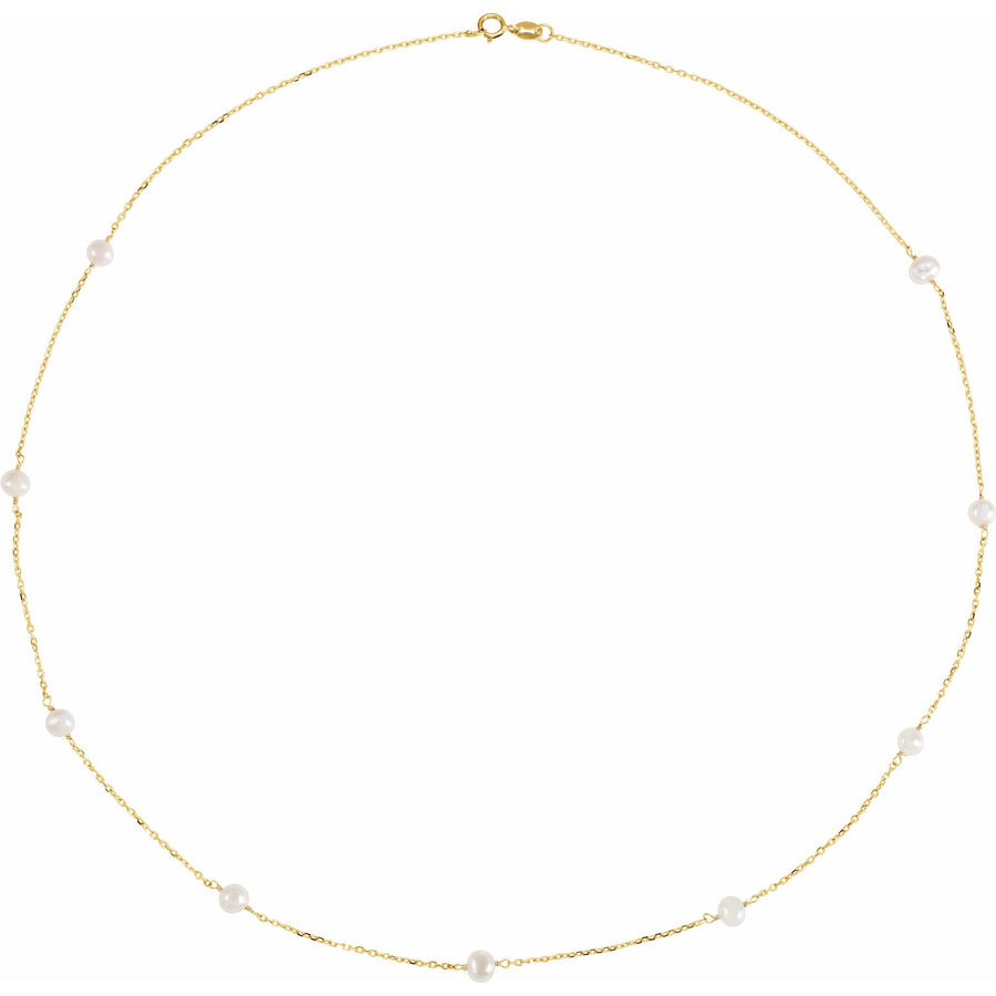 White Freshwater Pearl 9-Station Necklace