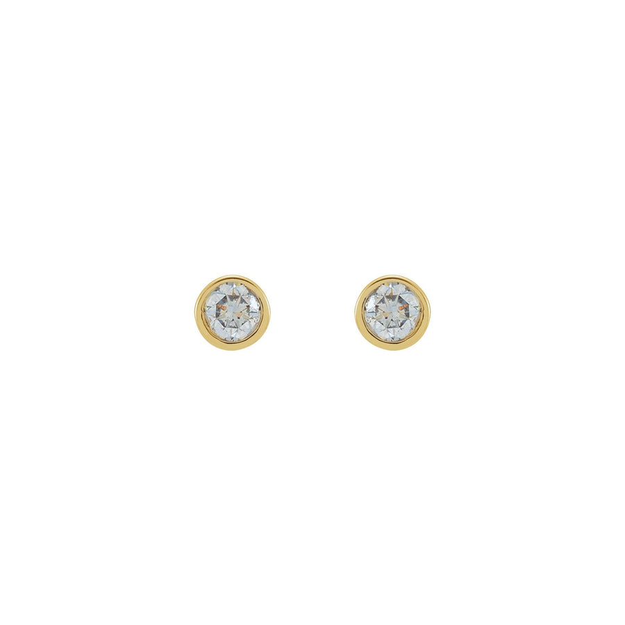 Round Bezel-Set Diamond Earring Yellow Gold