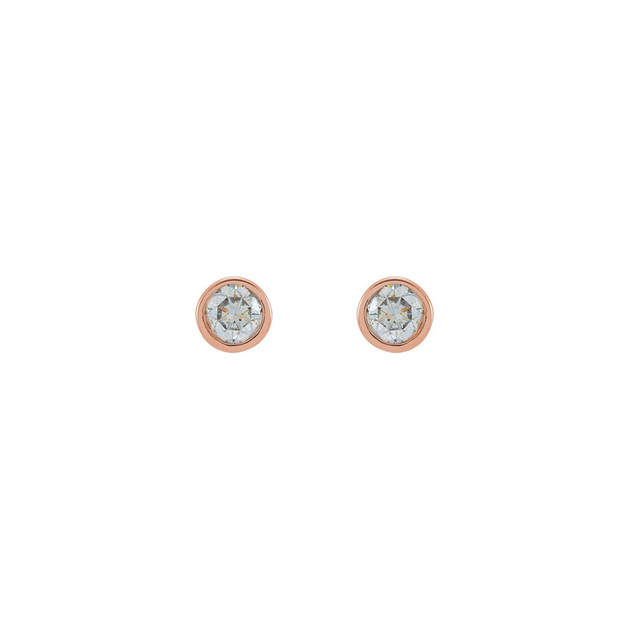 Round Bezel-Set Diamond Earring Rose Gold