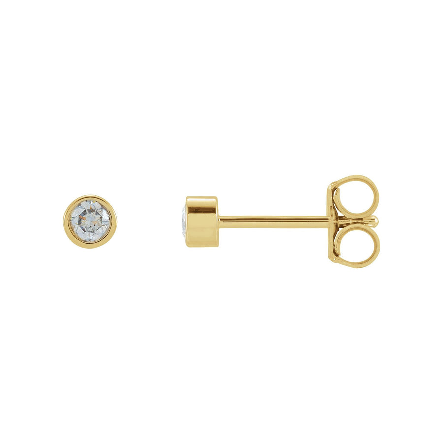 Round Bezel-Set Diamond Earring Yellow Gold