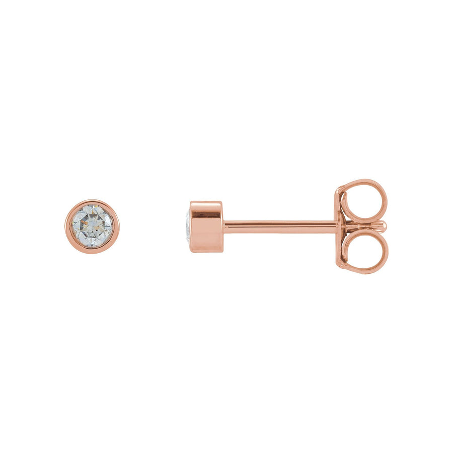 Round Bezel-Set Diamond Earring Rose Gold