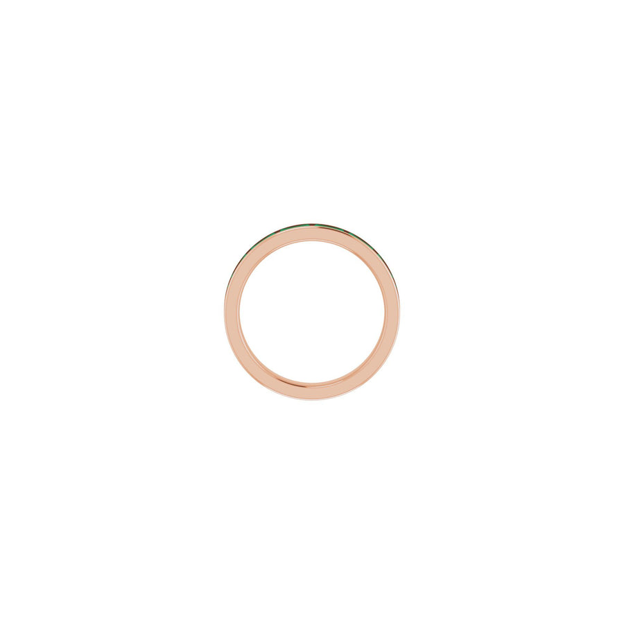 Baguette Emerald Channel Set Stackable Ring Rose Gold