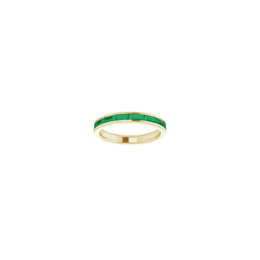 Baguette Emerald Channel Set Stackable Ring Yellow Gold