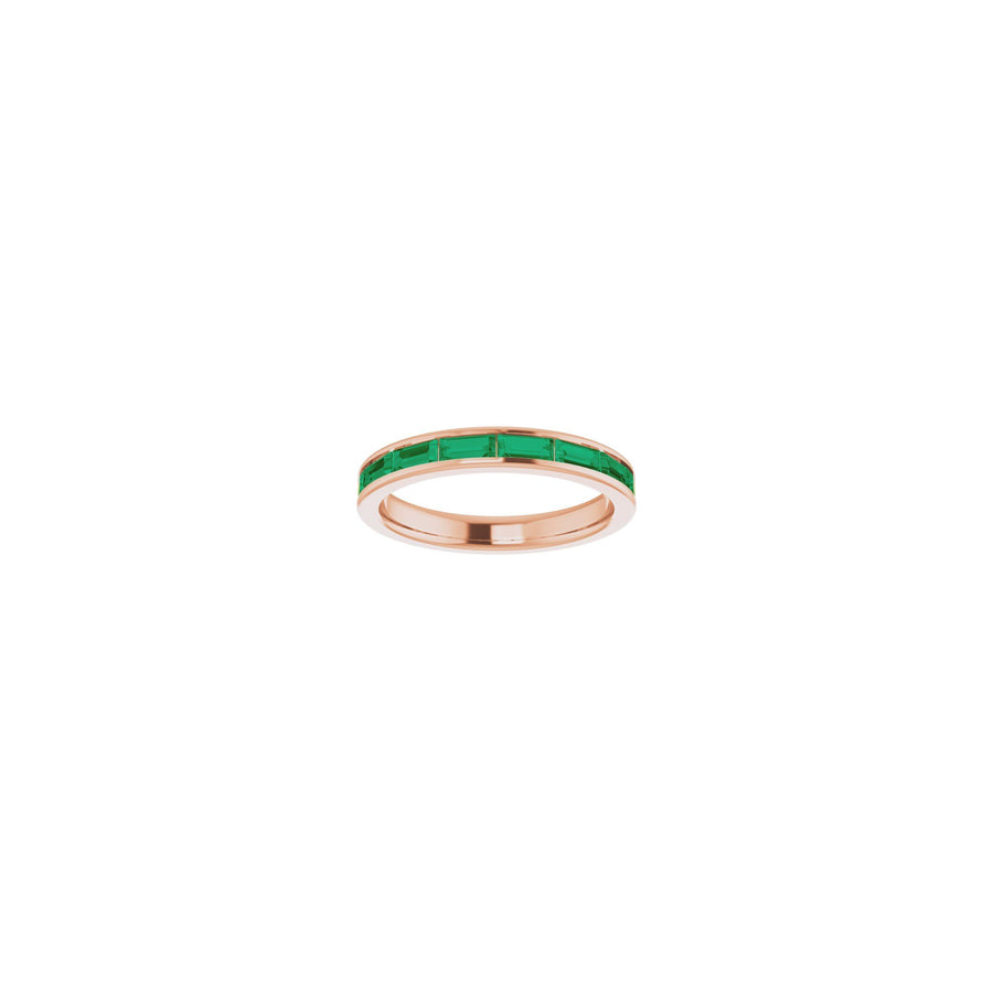 Baguette Emerald Channel Set Stackable Ring Rose Gold