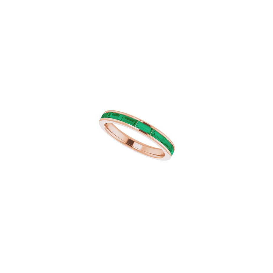 Baguette Emerald Channel Set Stackable Ring Rose Gold