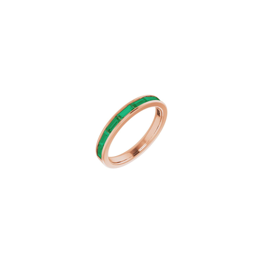 Baguette Emerald Channel Set Stackable Ring Rose Gold