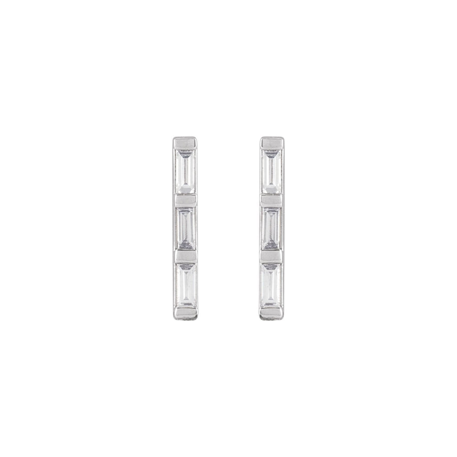 Baguette Diamond Bar Earrings White Gold