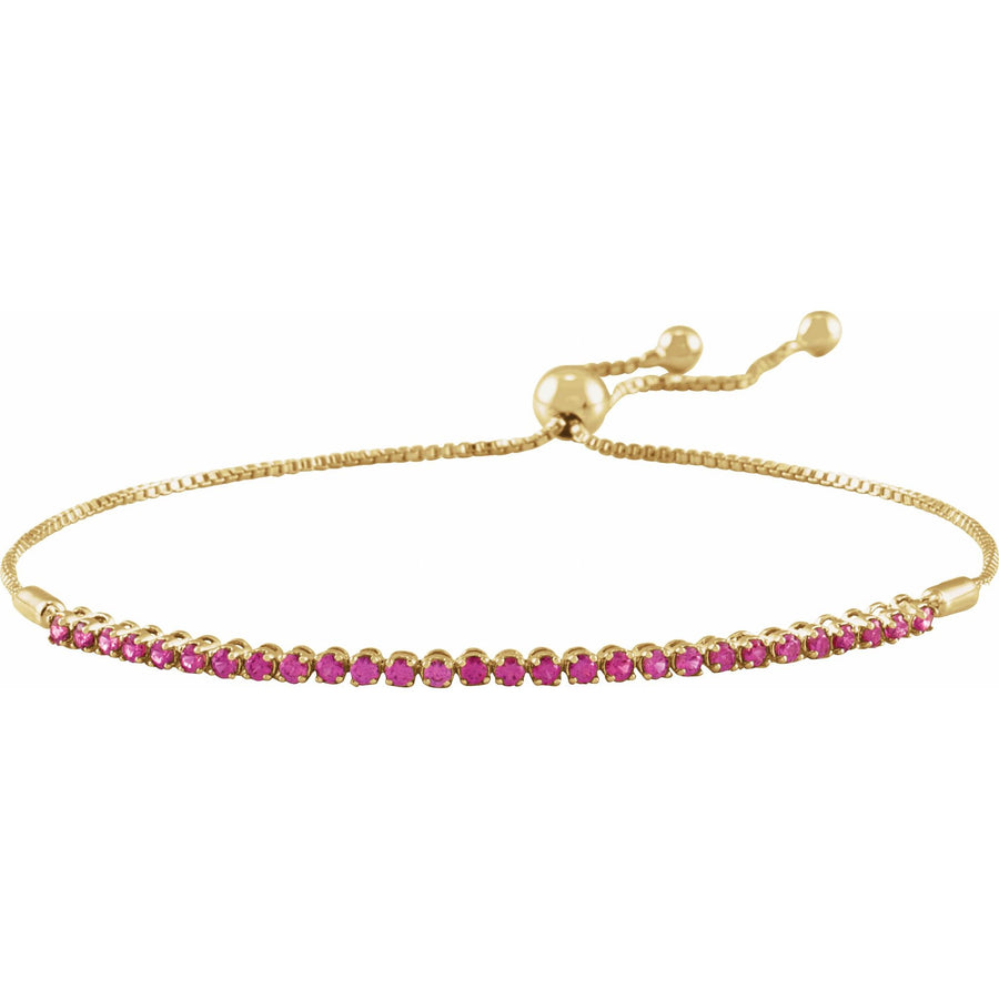 Multi Ruby Bolo Bracelet 14k Yellow Gold