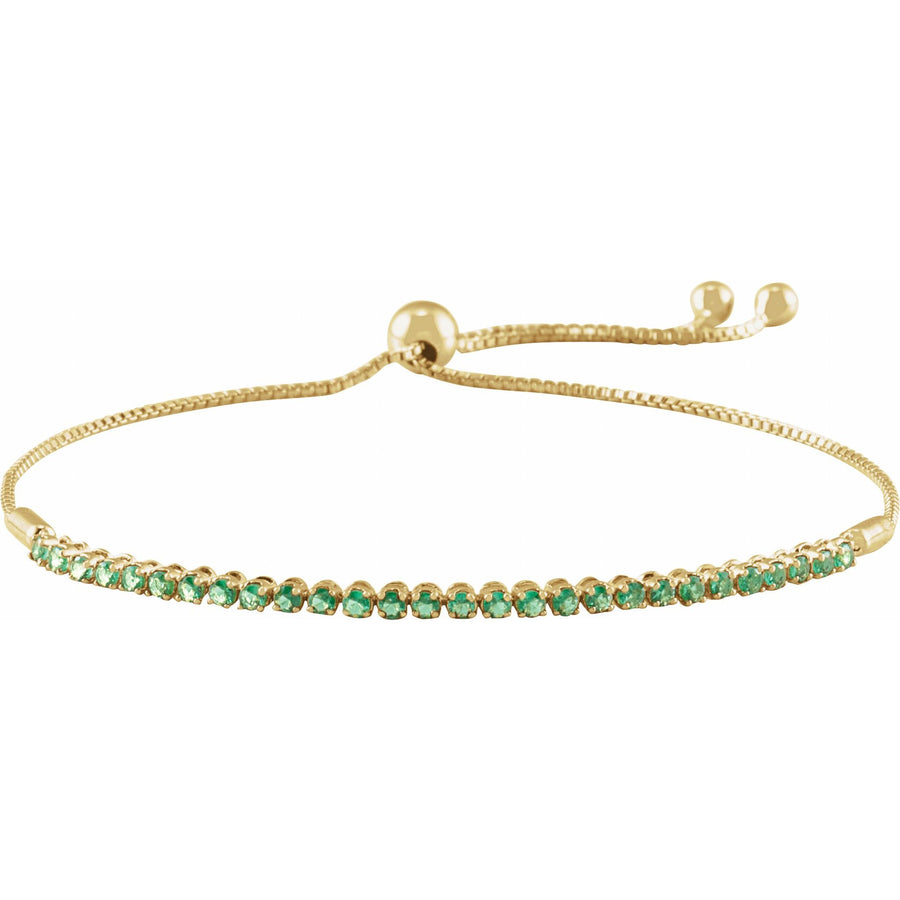 Multi Emerald Bolo Bracelet 14k Yellow Gold