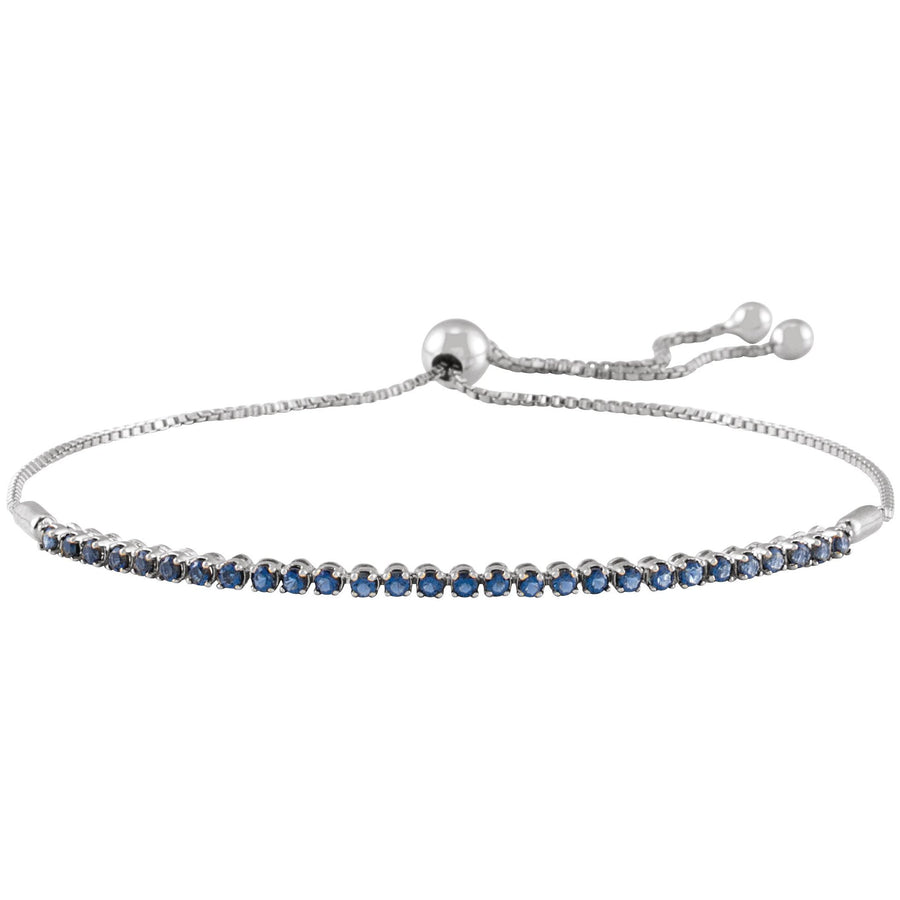 Multi Sapphire Bolo Bracelet 14k White Gold