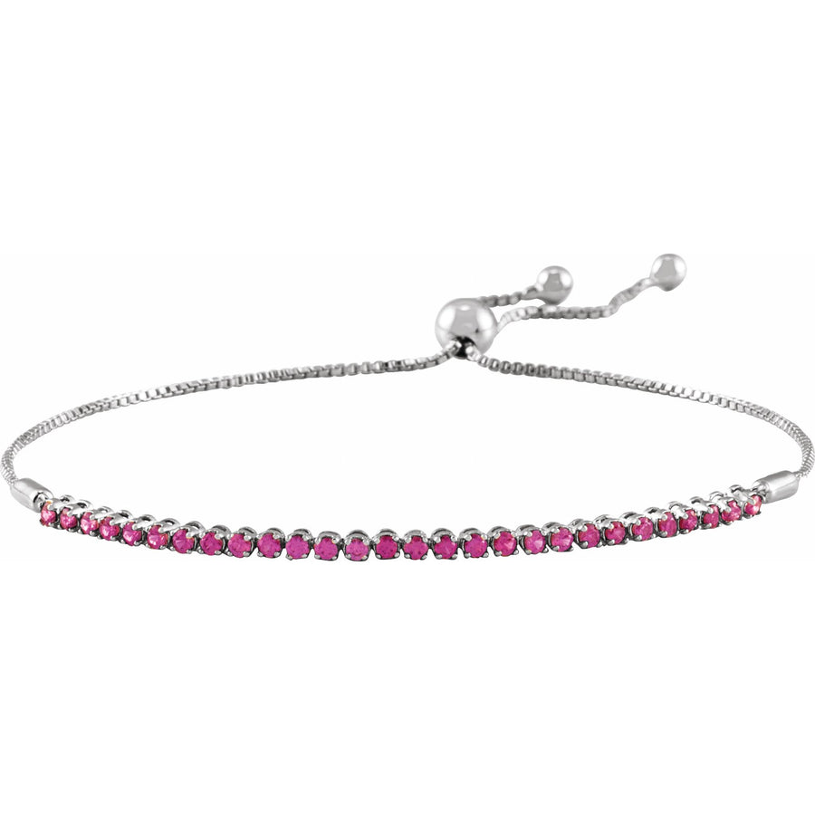 Multi Ruby Bolo Bracelet 14k White Gold