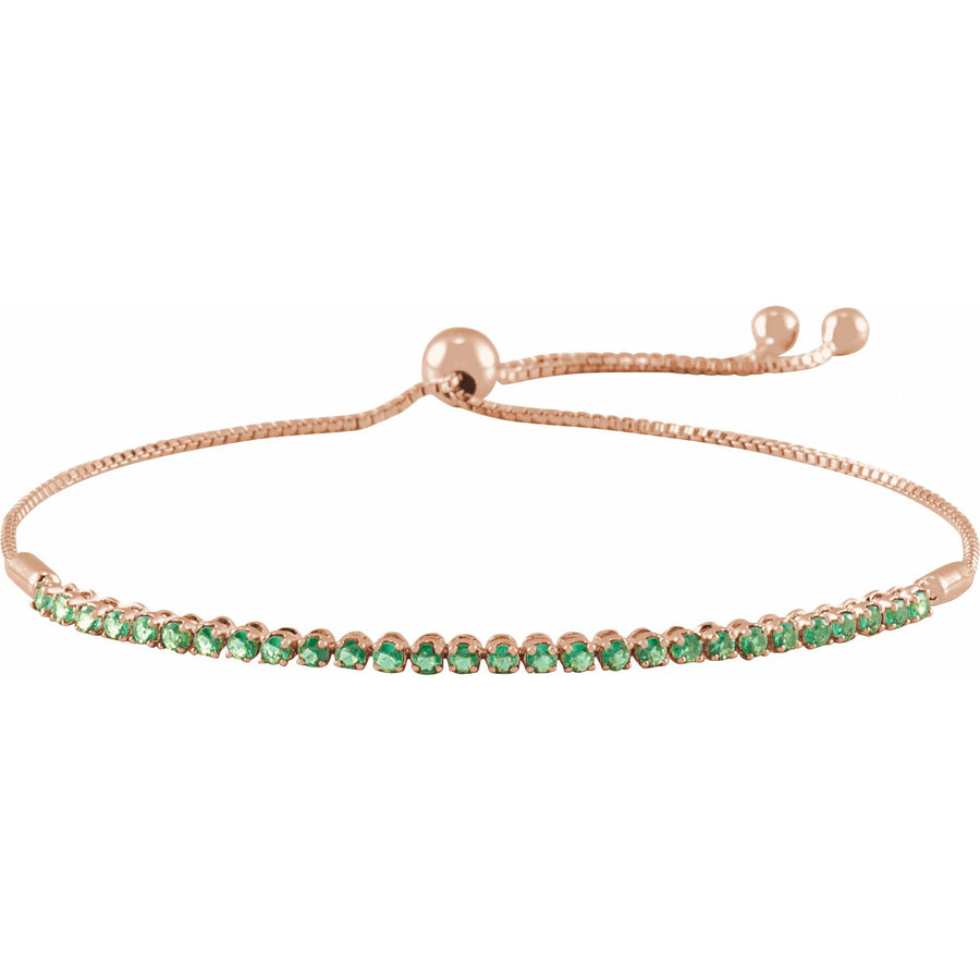 Multi Emerald Bolo Bracelet 14k Rose Gold