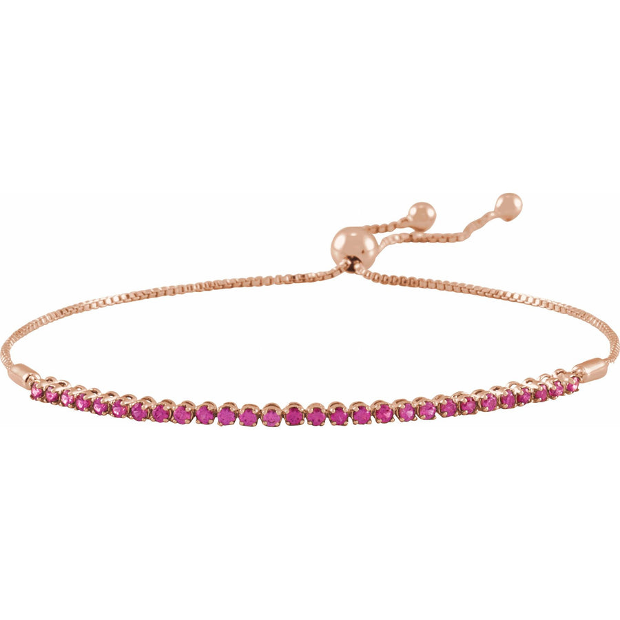 Multi Ruby Bolo Bracelet  14k Rose Gold