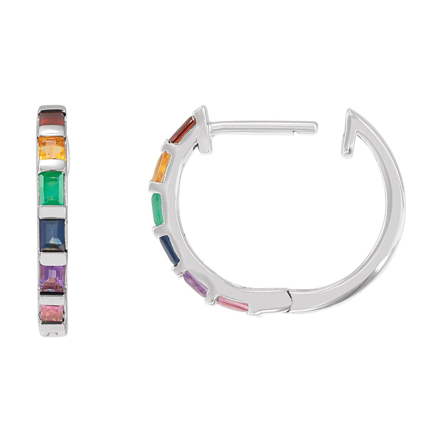 Baguette Rainbow Hoops White Gold