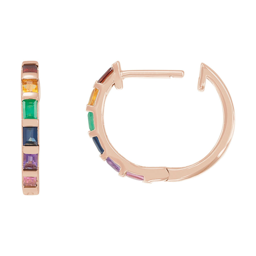 Baguette Rainbow Hoops Rose Gold