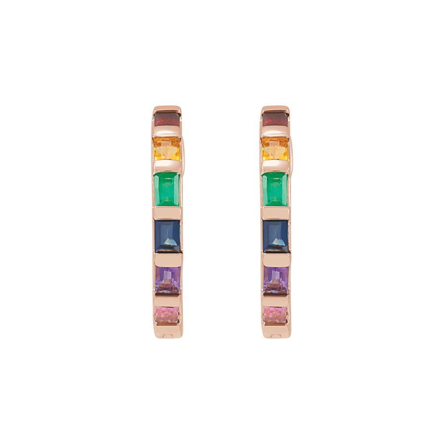 Baguette Rainbow Hoops Rose Gold