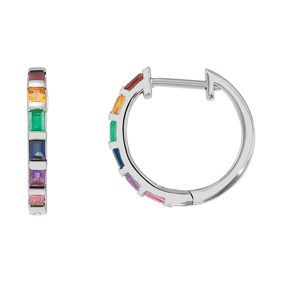 Baguette Rainbow Hoops White Gold