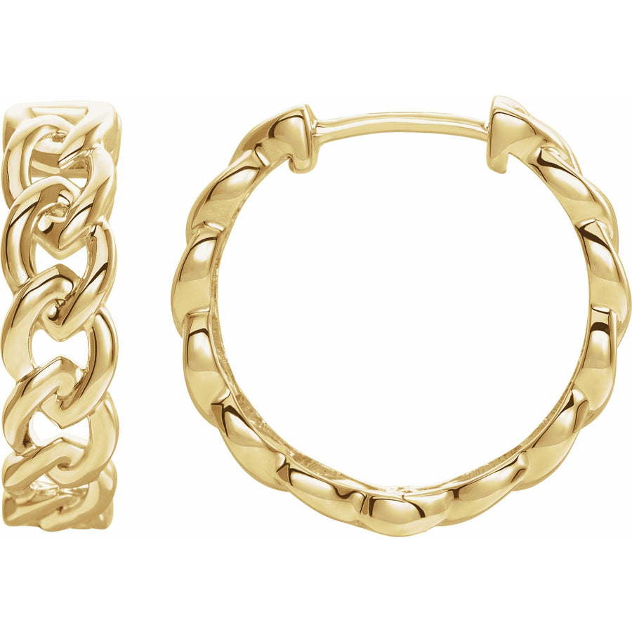 14k Yellow Gold Curb Chain Hoop 