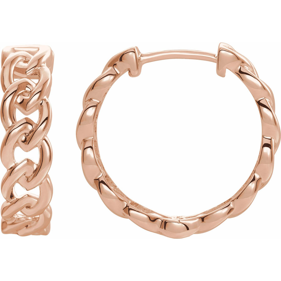 14k Rose Gold Curb Chain Hoop 