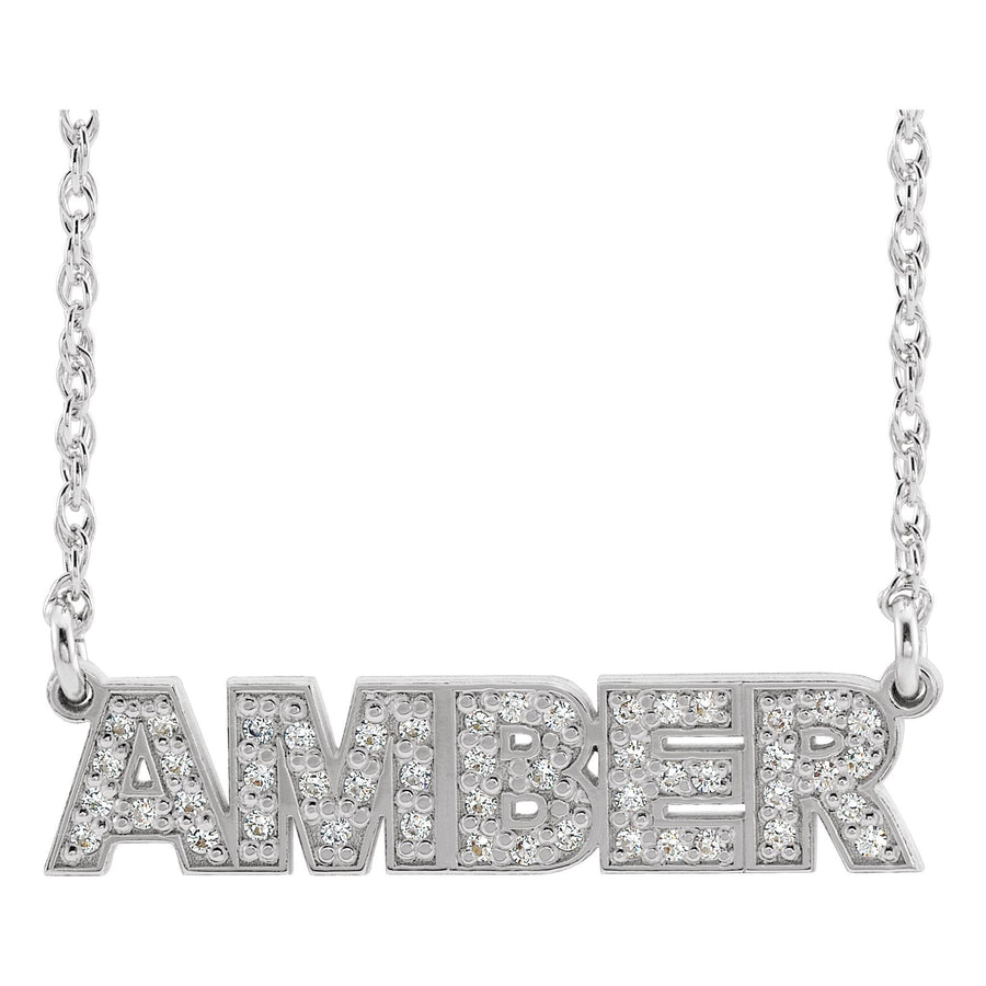 Diamond Name Necklace White Gold