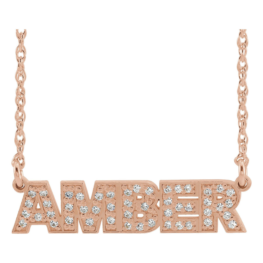 Diamond Name Necklace Rose Gold