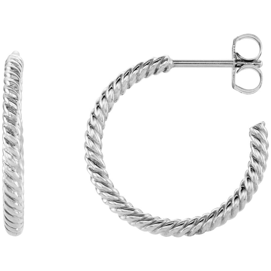 14k White Rope Hoop Earring